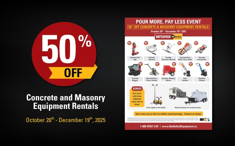 50% Off Concrete & Masonry Equipment Rentals