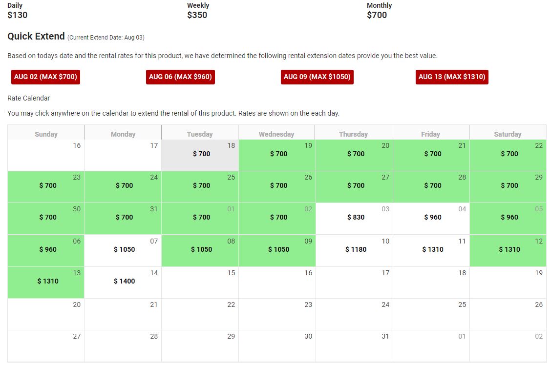 Calendrier des tarifs InsideTRAC Calendrier des tarifs InsideTRAC