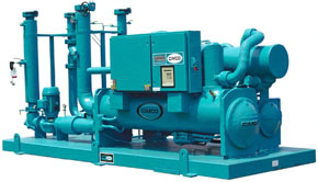 Industrial refrigeration and ice system equipment in operation